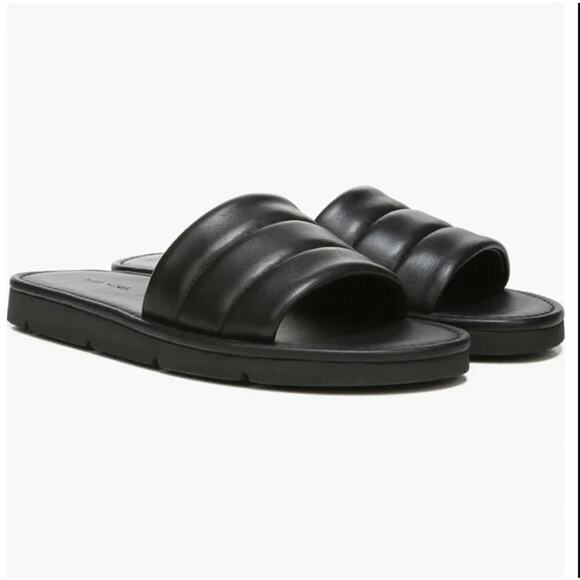 Vince Olina Black Slide Leather Sandals Size 10 EU 40 - Picture 2 of 10